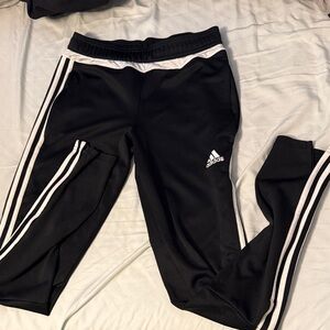 Adidas Kids Black Joggers with White Stripes